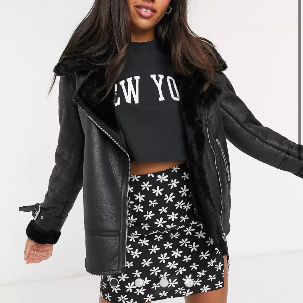 New Look Aviator Jacket In Black
